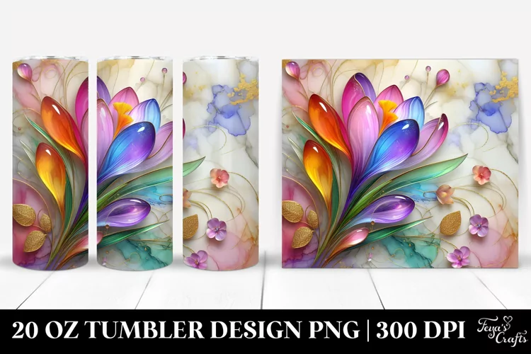 Colorful Crocus Marble Tumbler