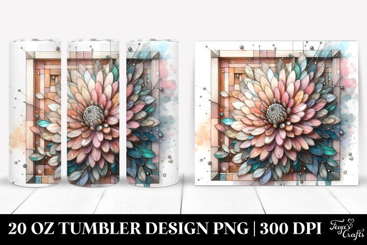 Abstract Stained Chrysanthemum, Watercolor 20 Oz Tumbler example image 1