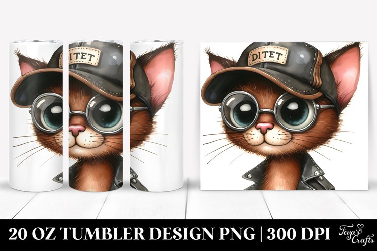 Cat in Biker Hat | 20 Oz Tumbler example image 1