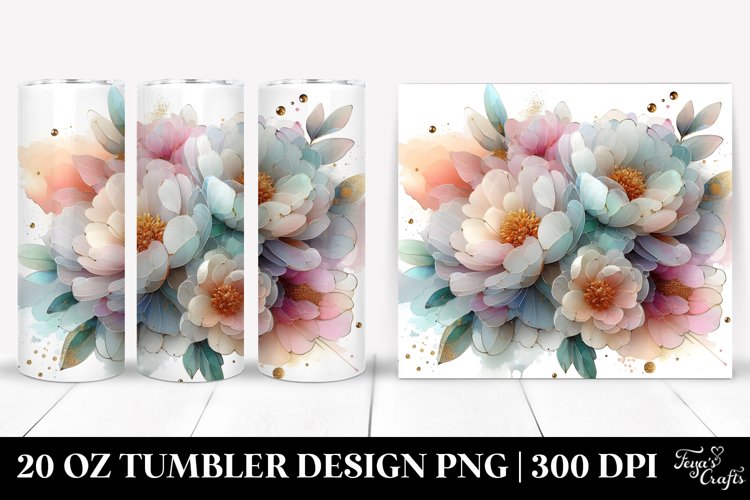 Glossy Peonies, High-Quality 20 Oz Tumbler example image 1
