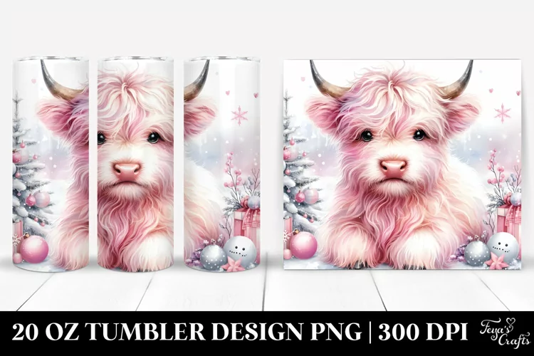 Cute Highland Cow with Christmas 20 Oz Tumbler