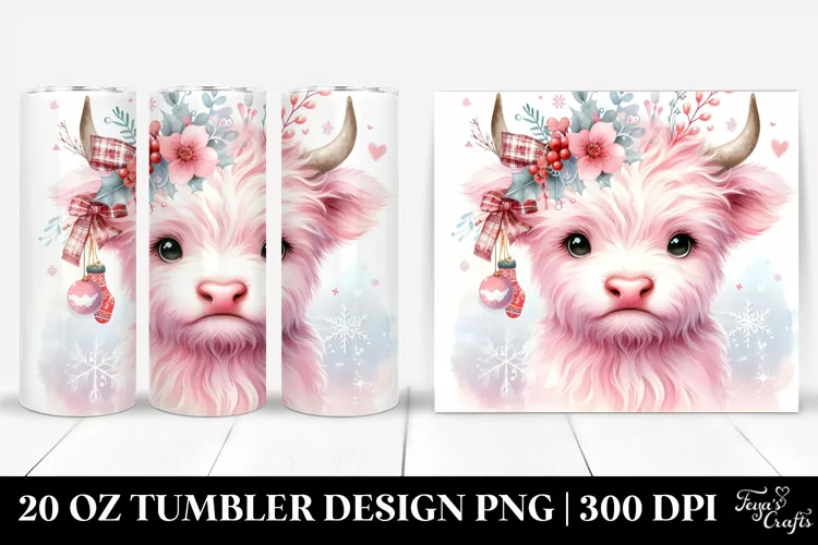Cute Highland Cow with Christmas 20 Oz Tumbler