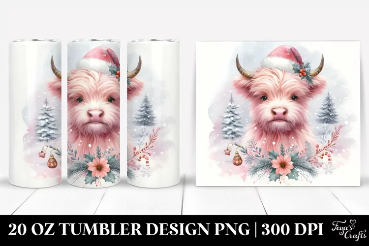 Cute Highland Cow with Christmas 20 Oz Tumbler