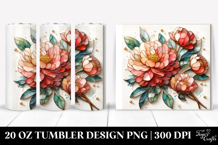 Abstract Stained Peonies | 20 Oz Tumbler