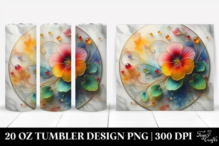 Colorful Nasturtium Marble Tumbler