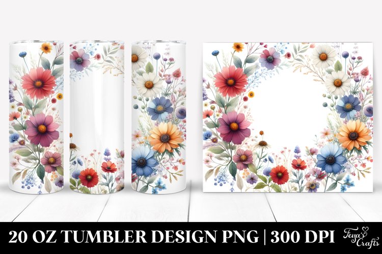 Centered Wild Flowers Colorful Frame Tumbler example image 1