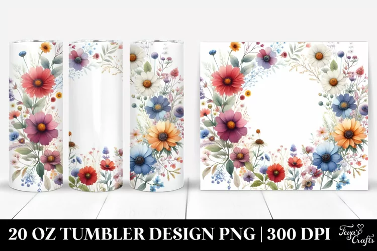 Centered Wild Flowers Colorful Frame Tumbler