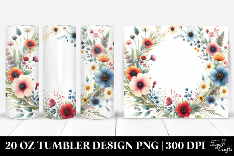 Centered Wild Flowers Colorful Frame Tumbler