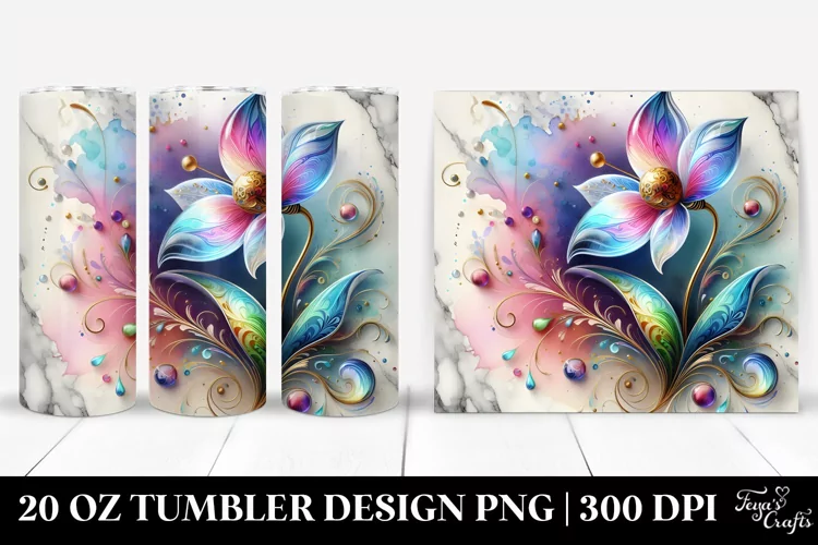 Colorful Snowdrop Marble Tumbler