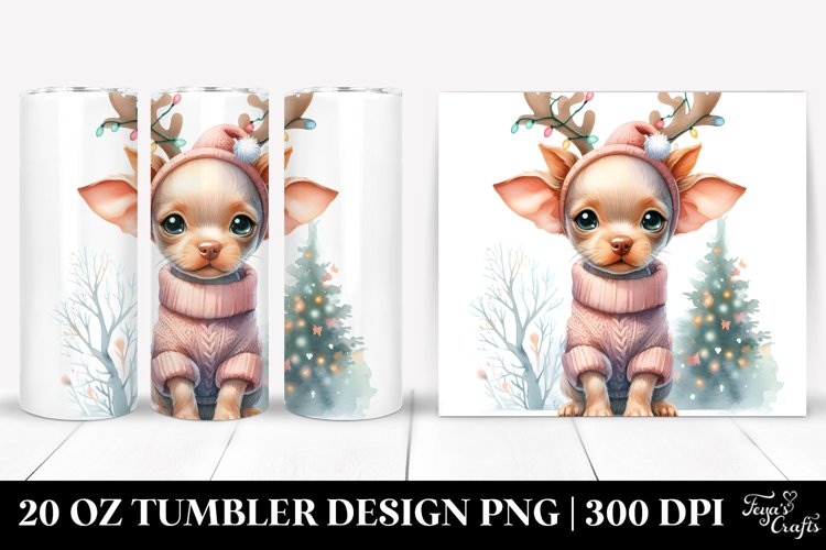 Baby Vizsla with Reindeer Horns PNG example image 1