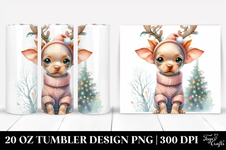 Baby Vizsla with Reindeer Horns PNG