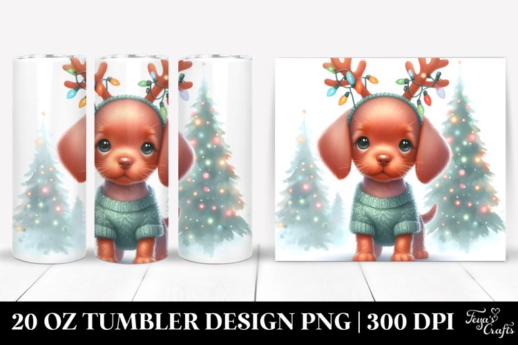 Baby Vizsla with Reindeer Horns PNG example image 1