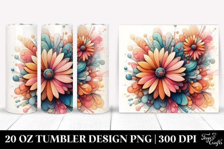 Stained Gerbera, Transparent 20 Oz Tumbler example image 1