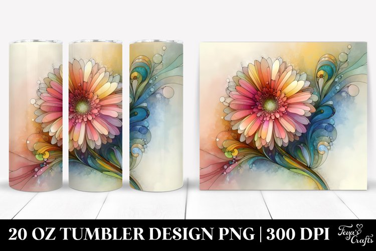 Abstract Wooden Gerbera 20 Oz Tumbler example image 1