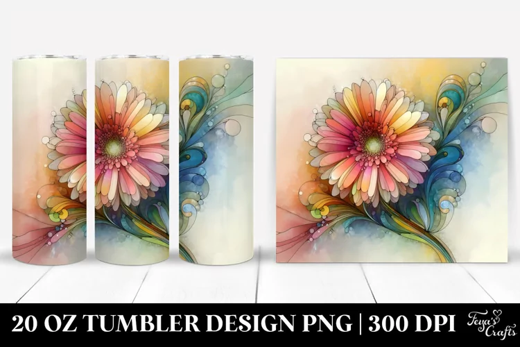 Abstract Wooden Gerbera 20 Oz Tumbler