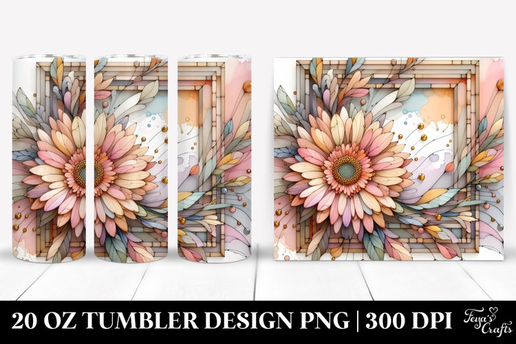 Abstract Wooden Gerbera 20 Oz Tumbler example image 1