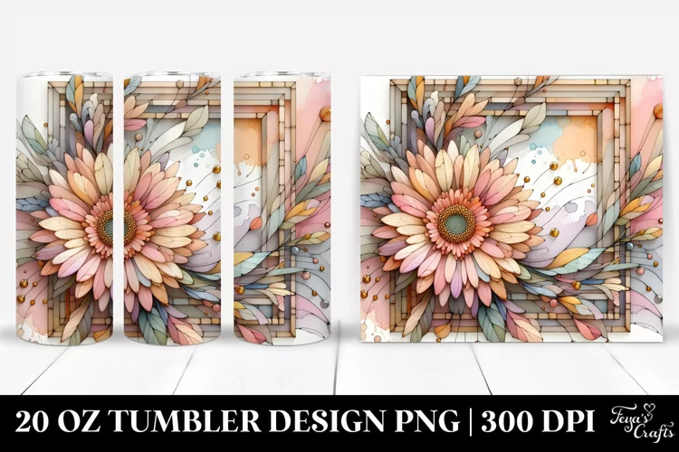 Abstract Wooden Gerbera 20 Oz Tumbler