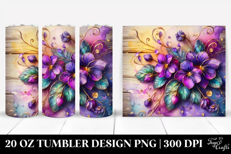 Colorful Violet Wooden Tumbler
