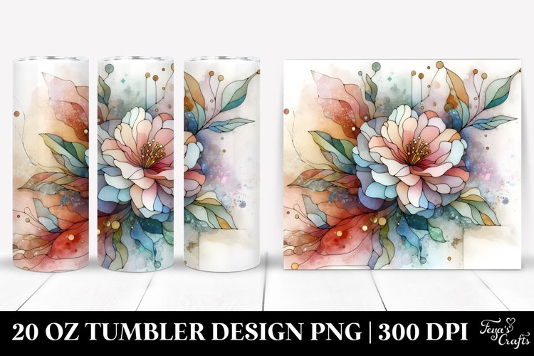 Abstract Wooden Camellia 20 Oz Tumbler example image 1