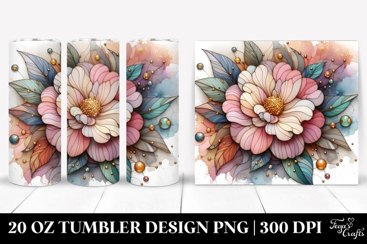 Abstract Wooden Camellia 20 Oz Tumbler example image 1