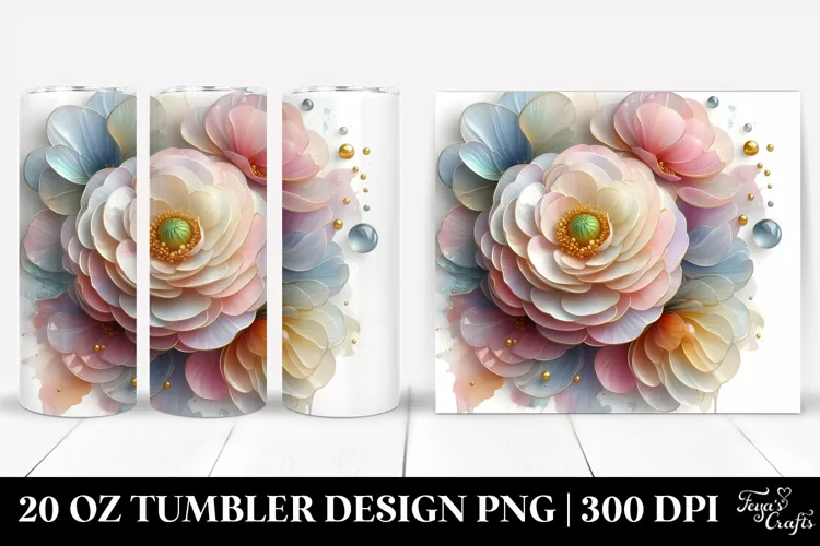 Glossy Ranunculus, Transparent 20 Oz Tumbler