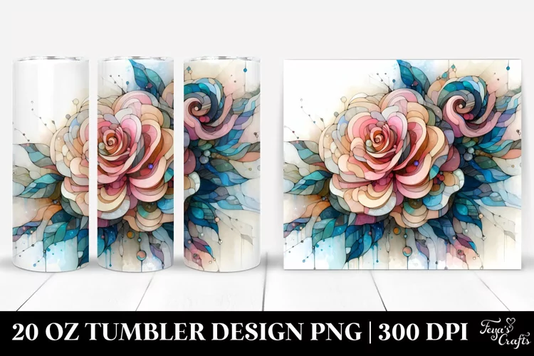 Stained Camellia Watercolor 20 Oz Tumbler