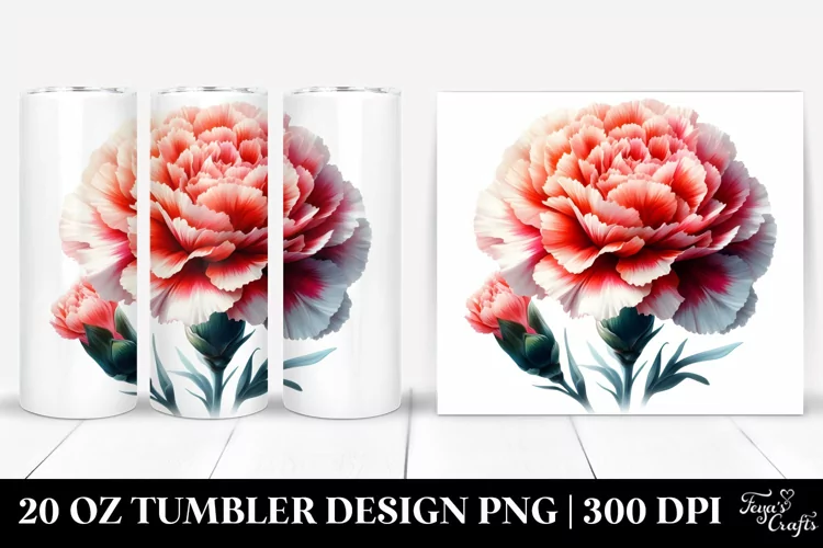 Vibrant Carnation Watercolor | 20 oz Tumbler