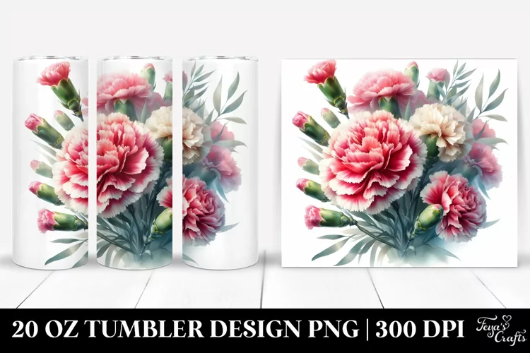 Vibrant Carnation Watercolor | 20 oz Tumbler
