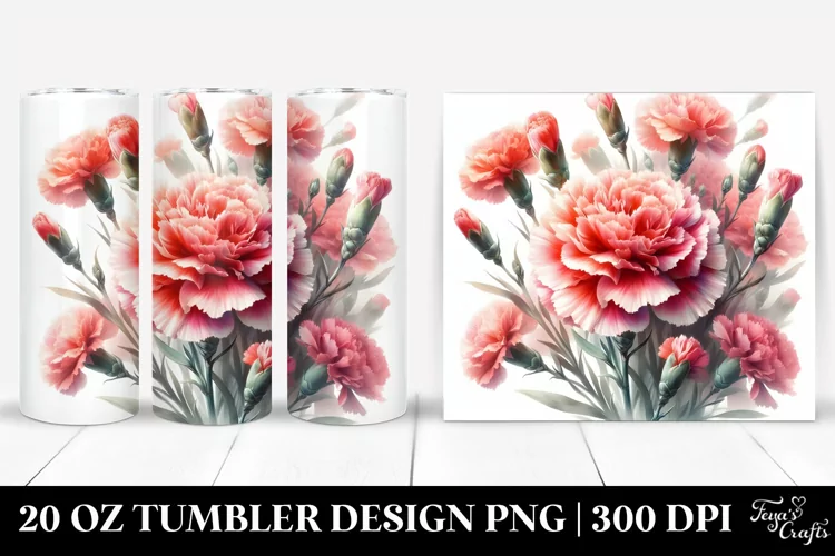 Vibrant Carnation Watercolor | 20 oz Tumbler