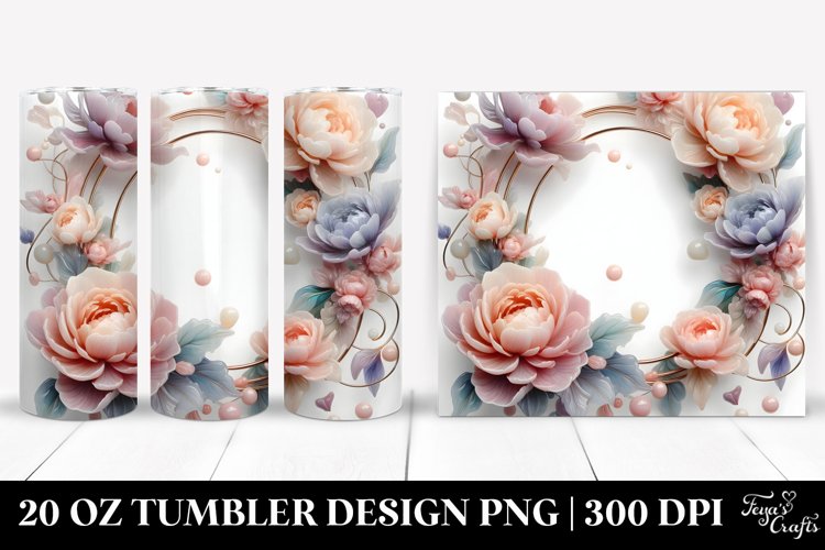 Glossy Peonies, Transparent 20 Oz Tumbler example image 1