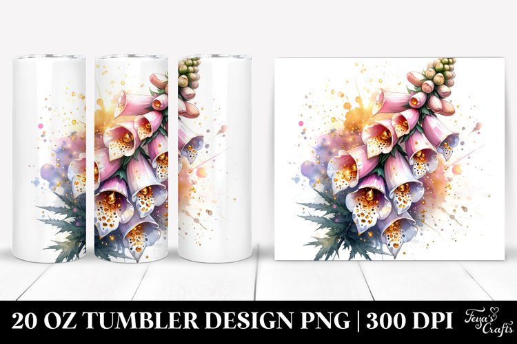 20 Oz Tumbler Sublimation | Foxglove with Golden Insertions