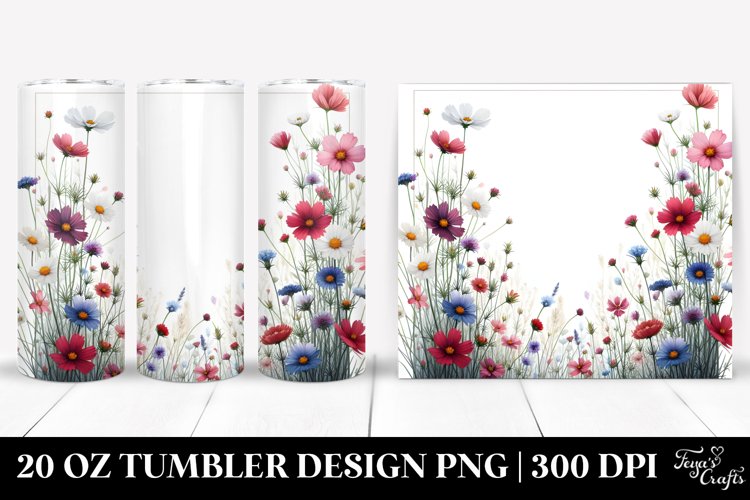 Centered Wild Flowers Tumbler Design