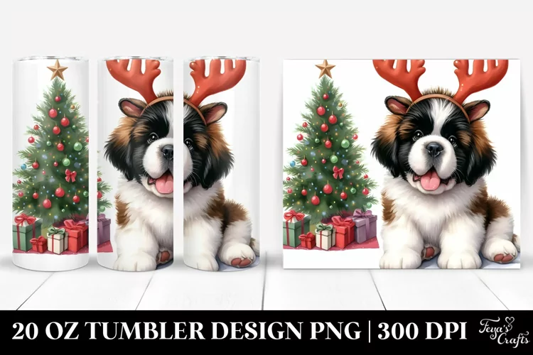 Festive Saint Bernard Illustration