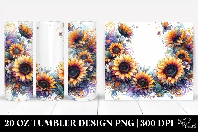 Colorful Abstract Horizontal Sunflower | 20 Oz Tumbler
