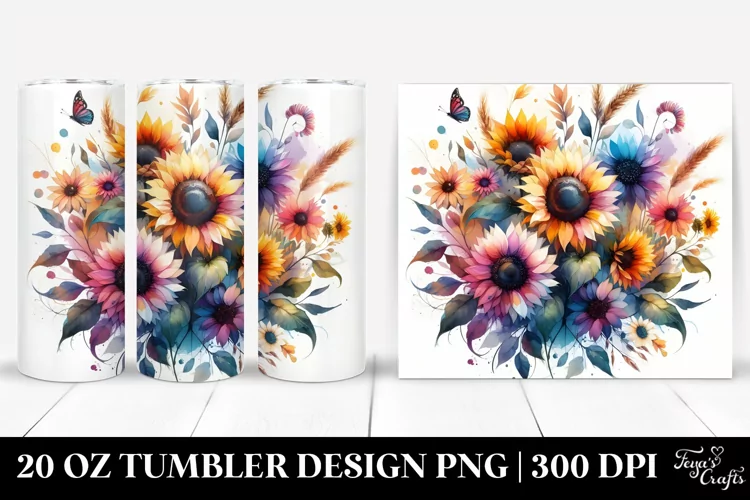 Colorful Abstract Horizontal Sunflower | 20 Oz Tumbler