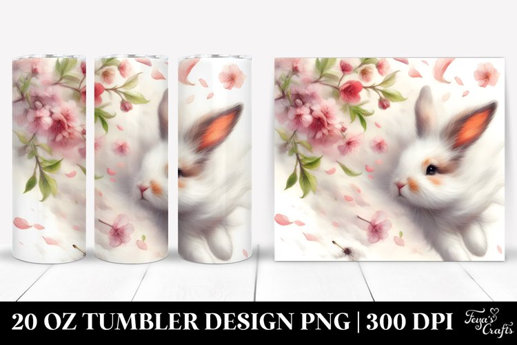 Rabbit Tumbling with Spring Petals | 20 Oz Tumbler