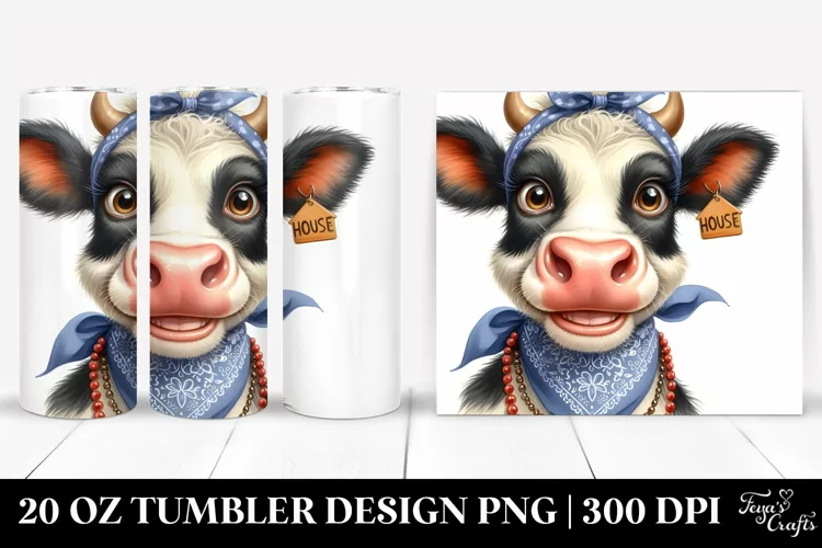 Watercolor Cow Portrait Housewife Bandana | 20 Oz Tumbler