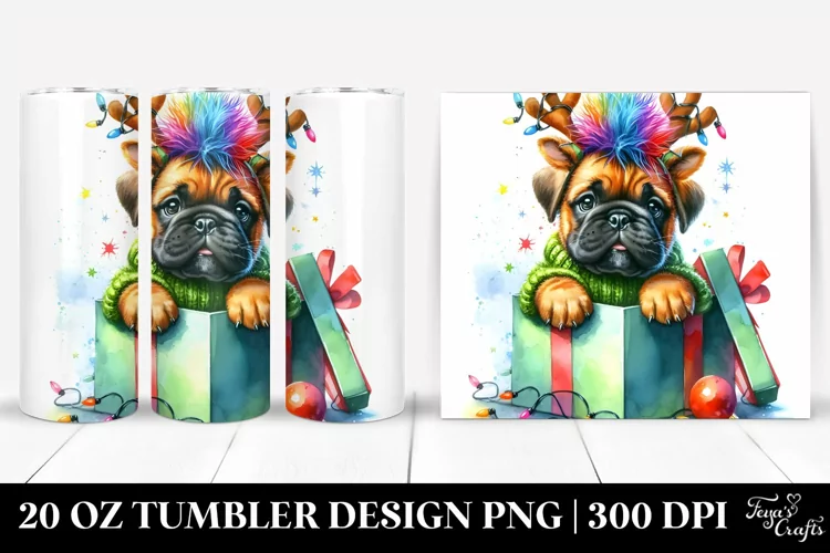 Vibrant Bullmastiff with Reindeer Horns