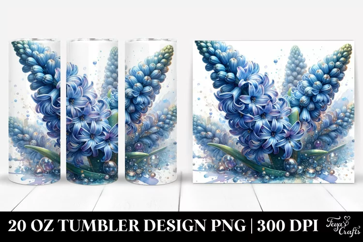 Detailed Hyacinth Watercolor Splash | 20 Oz Tumbler