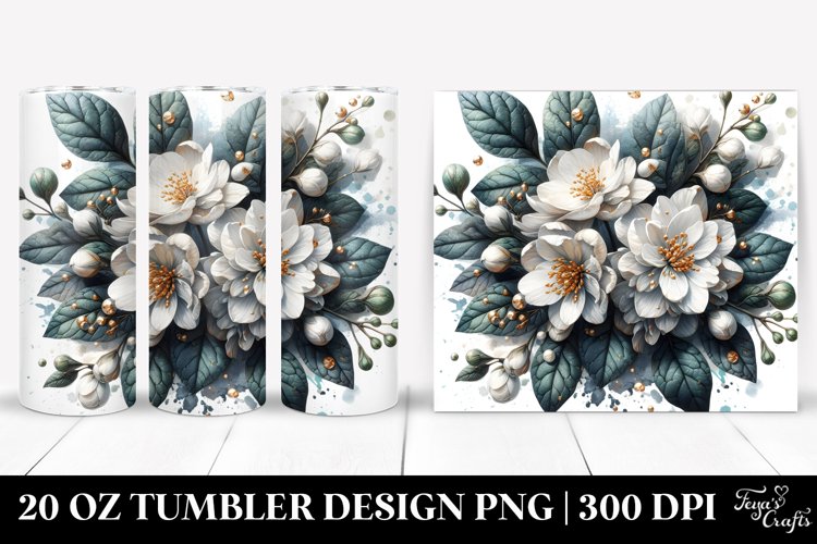 Shiny Jasmine Watercolor Splash | 20 Oz Tumbler example image 1