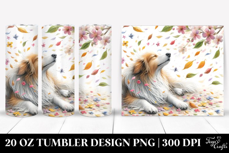 Dog Tumbling with Spring Petals | 20 Oz Tumbler