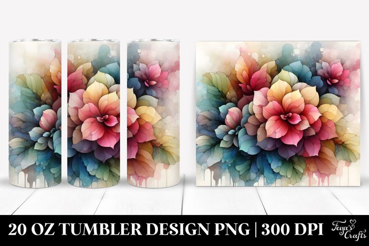 Stained Begonia Watercolor 20 Oz Tumbler example image 1