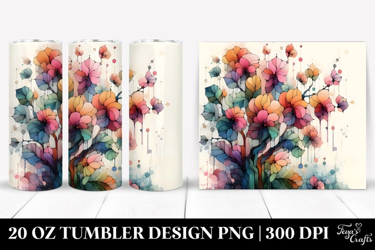 Stained Begonia Watercolor 20 Oz Tumbler example image 1