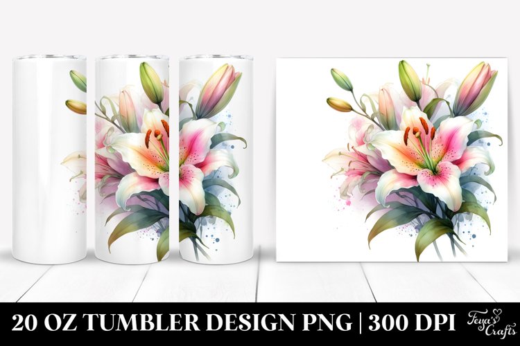 Washed Watercolor Colorful Lily - 20 Oz Tumbler