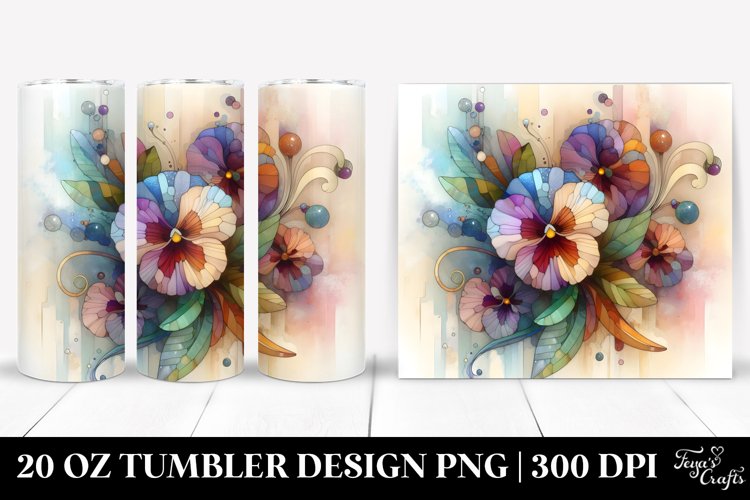 Stained Pansy Watercolor 20 Oz Tumbler example image 1