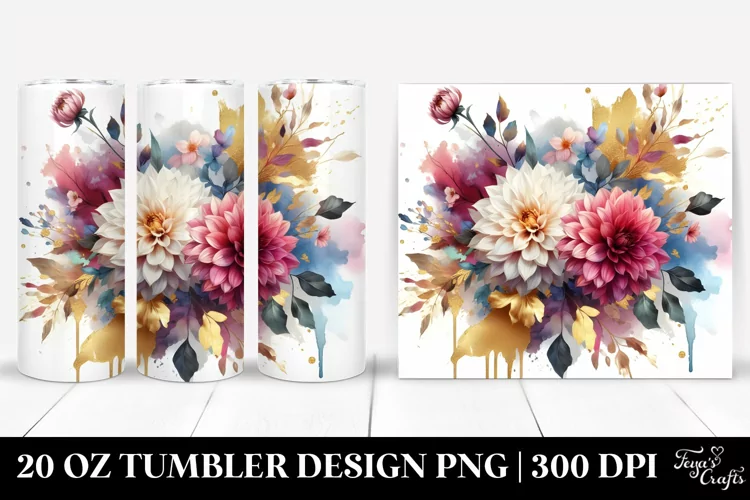 Vibrant Bouquet with Gold Foil | 20 Oz Tumbler
