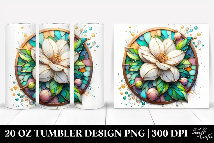 Vibrant Wooden Gardenia Tumbler | 20 oz Tumbler
