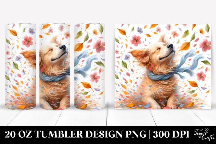 Dog Tumbling with Spring Petals | 20 Oz Tumbler