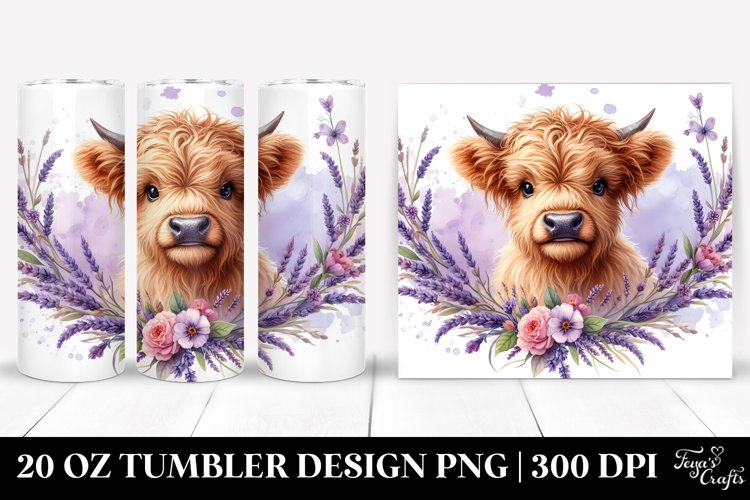 Highland Cow in Lavender Frame | 20 Oz Tumbler example image 1
