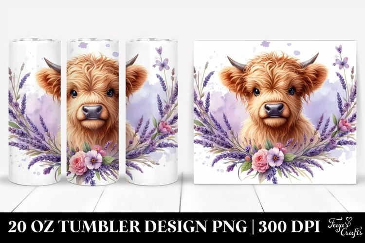 Highland Cow in Lavender Frame | 20 Oz Tumbler